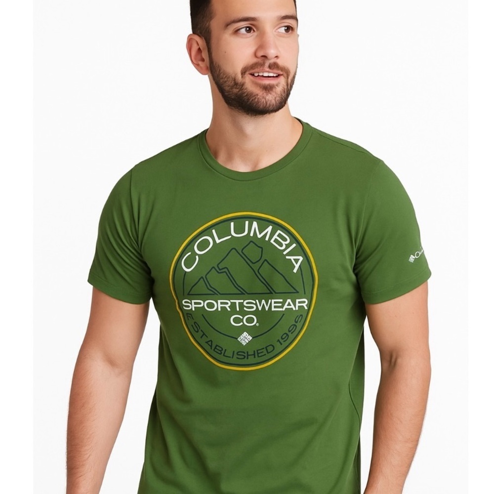 Columbia Mens Tee Shirt Green Short Sleeve Size Large Outdoors
